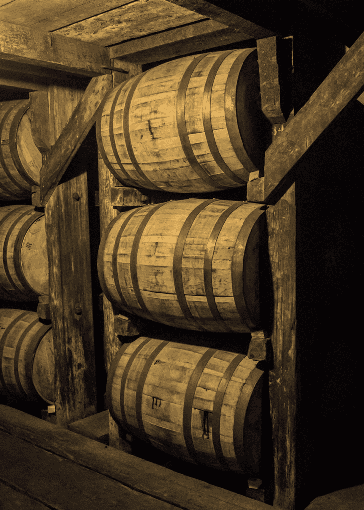 Stacked Aged alcohol barrels