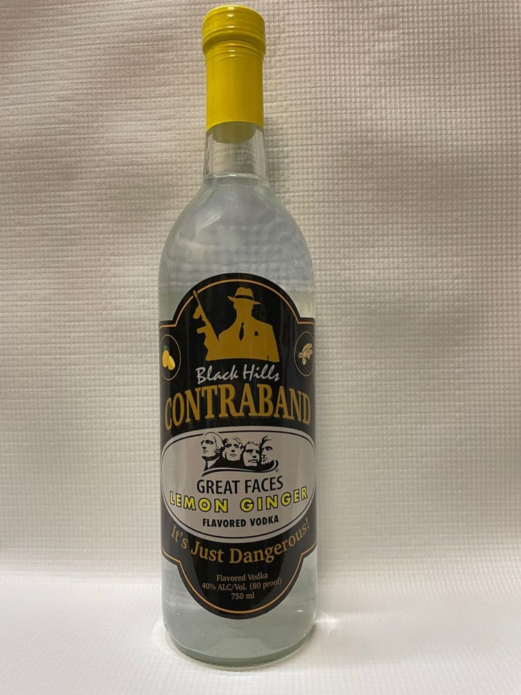 Black Hills Contraband bottle of Great Faces Lemon Ginger Flavored Vodka