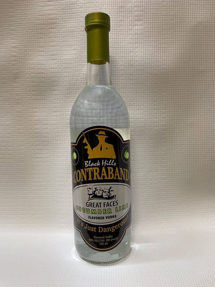 Black Hills Contraband bottle of Great Faces Cucumber Lime flavored vodka